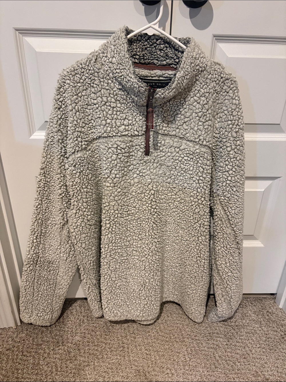 True Grit Light Gray Sherpa Half-Zip Pullover